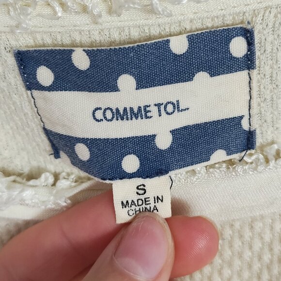 Comme Toi... Women's Cream Lace Long Sleeved Blouse Size S - Picture 5 of 11